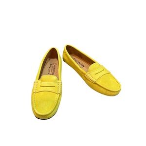 Fullerton Mocassins Penny Loafers Pippa Yellow Suede Shoes Italy sz 37 NIB